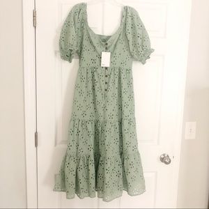 ASOS| LADIES GREEN EYELET DRESS NWT